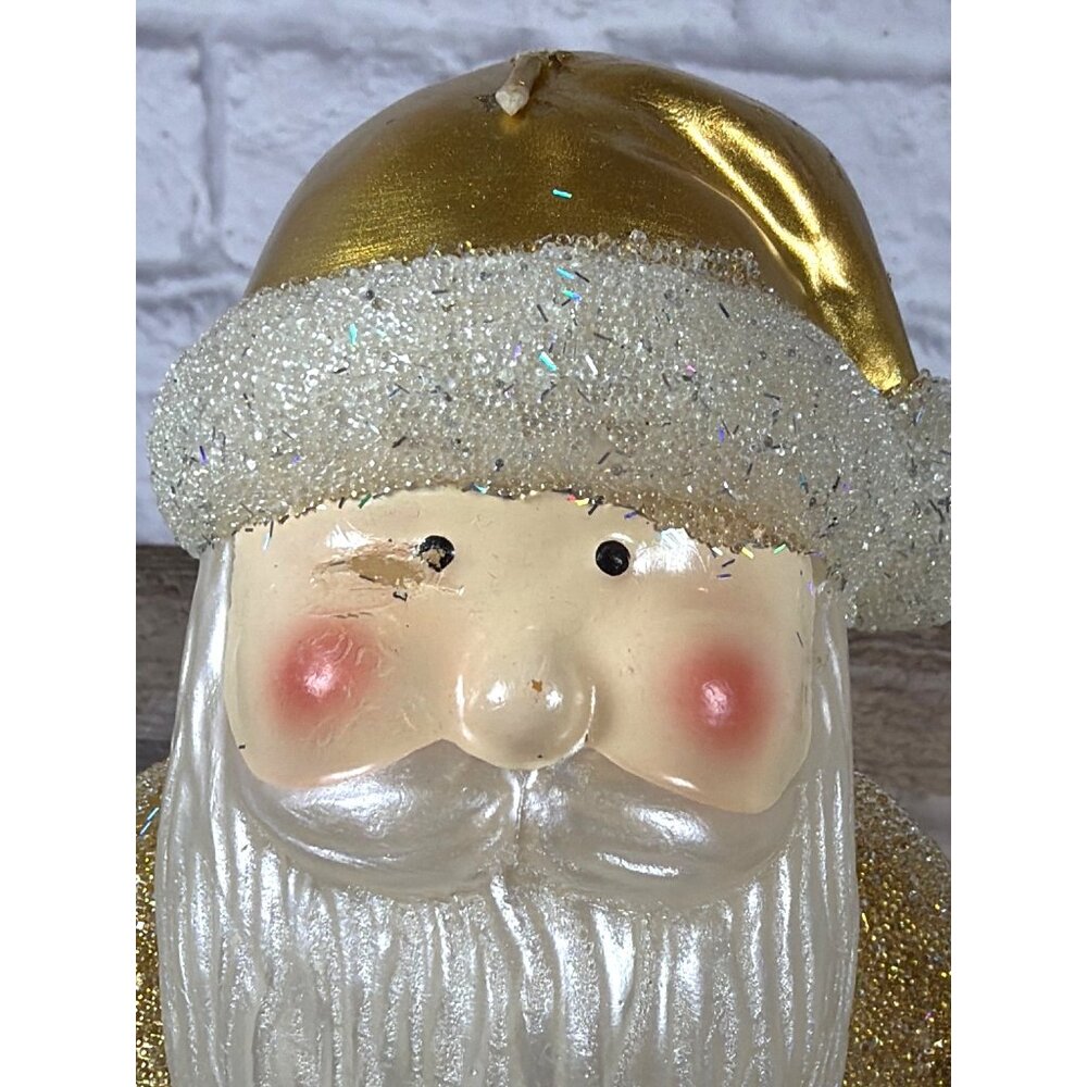 Pottery Barn 1998 Bougie Santa Glitter Candle Christmas Holiday Retired Vintage - Picture 3 of 15